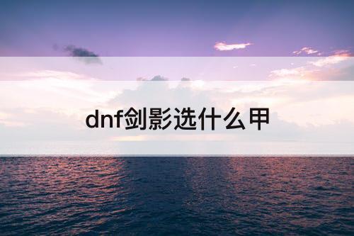 dnf剑影选什么甲