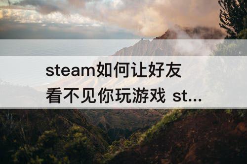 steam如何让好友看不见你玩游戏 steam如何让好友看不见你玩游戏记录