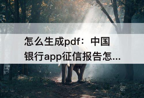 怎么生成pdf：中国银行app征信报告怎么生成pdf