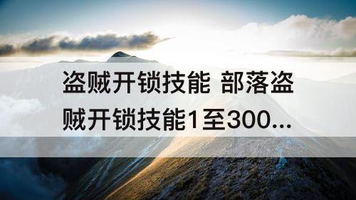 盗贼开锁技能 部落盗贼开锁技能1至300具体地方