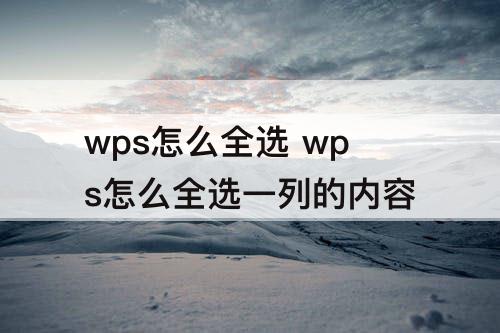 wps怎么全选 wps怎么全选一列的内容