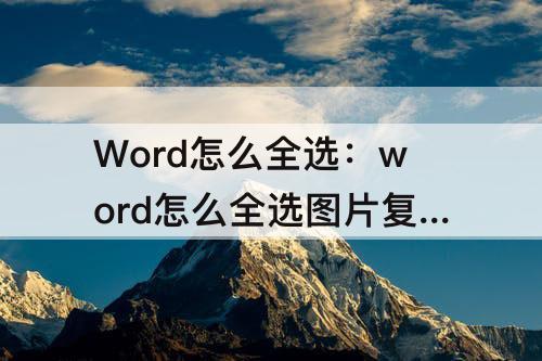 Word怎么全选：word怎么全选图片复制