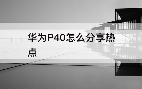 华为P40怎么分享热点