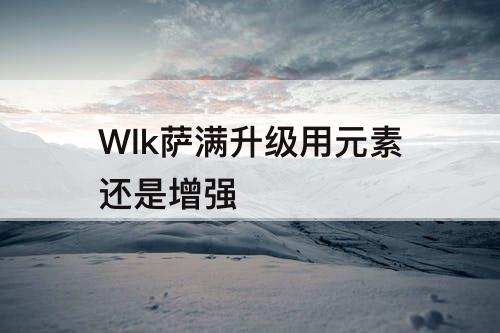 Wlk萨满升级用元素还是增强