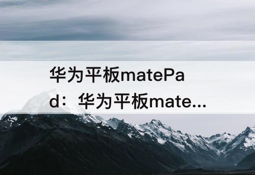 华为平板matePad：华为平板matepadse怎么样