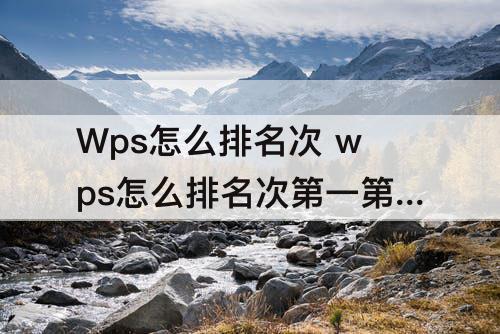 Wps怎么排名次 wps怎么排名次第一第二